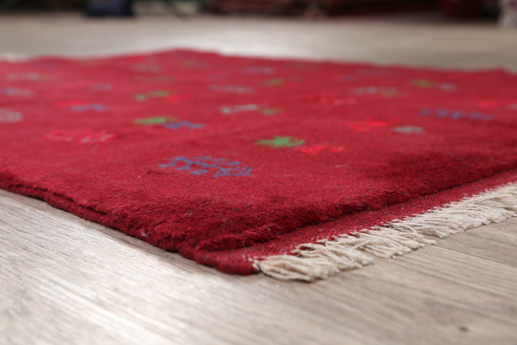 Tribal Red Gabbeh Shiraz Persian Area Rug 4x5