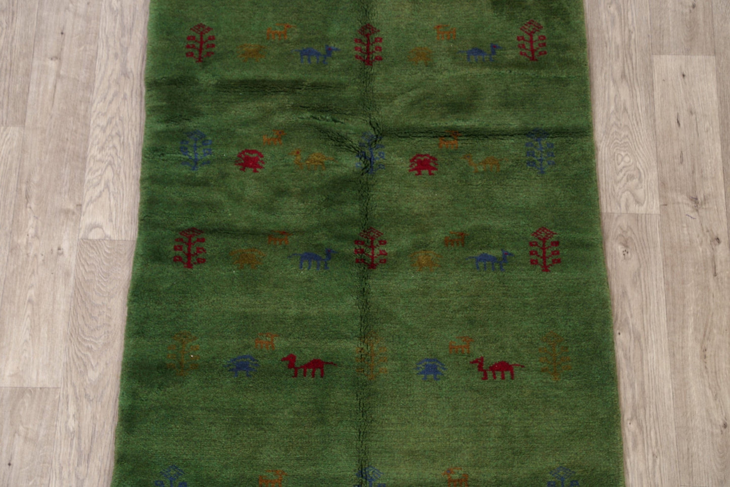 Tribal Green Gabbeh Shiraz Persian Area Rug 3x5