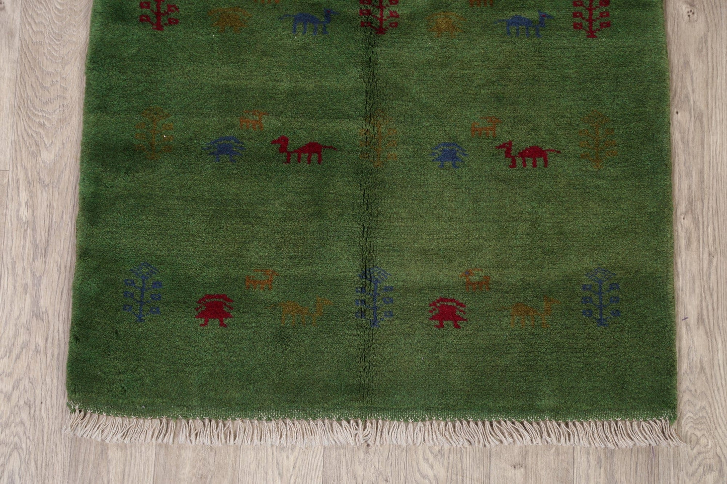 Tribal Green Gabbeh Shiraz Persian Area Rug 3x5