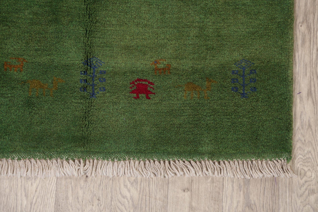 Tribal Green Gabbeh Shiraz Persian Area Rug 3x5