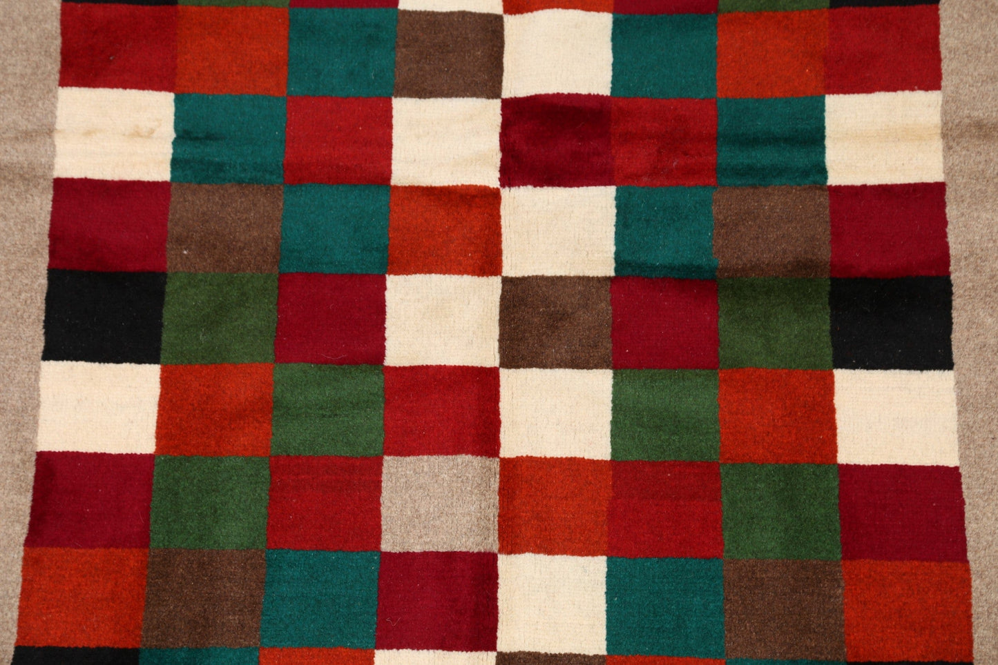 Checkered Gabbeh Shiraz Persian Area Rug 4x5