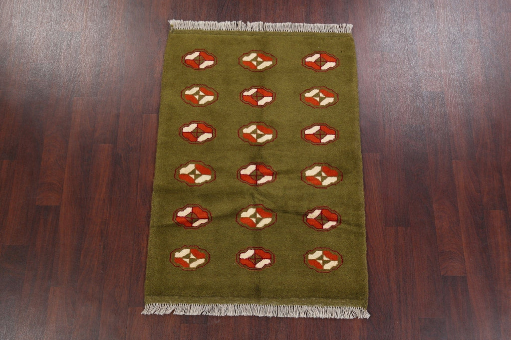 Green Geometric Gabbeh Shiraz Persian Area Rug 4x5