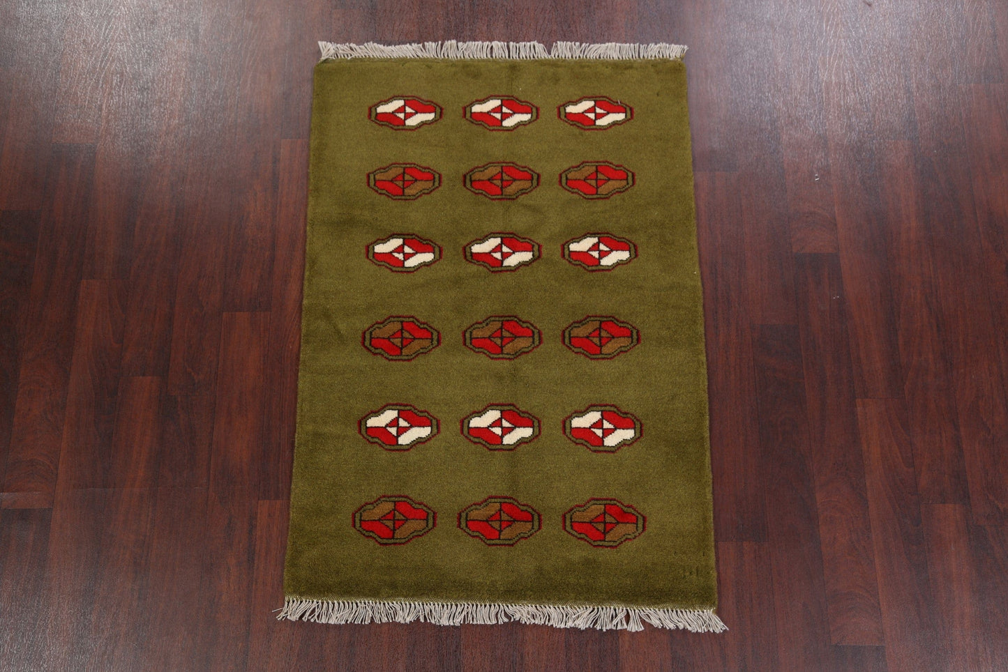 Green Geometric Gabbeh Shiraz Persian Area Rug 3x5