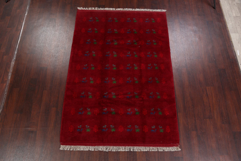 Animals Tribal Red Gabbeh Shiraz Persian Area Rug 5x8