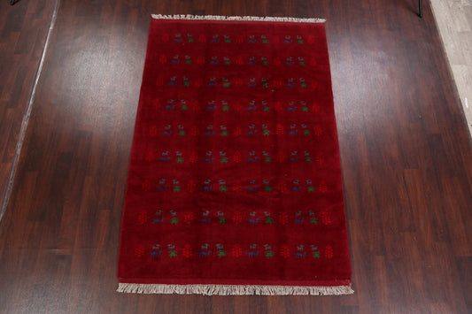 Animals Tribal Red Gabbeh Shiraz Persian Area Rug 5x8