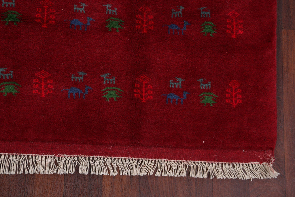 Animals Tribal Red Gabbeh Shiraz Persian Area Rug 5x8