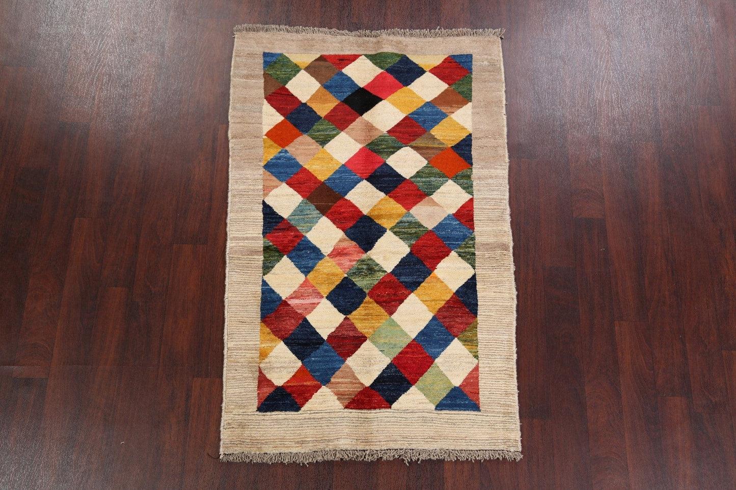 Checkered Gabbeh Shiraz Persian Area Rug 4x5