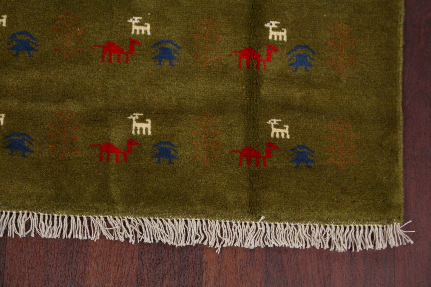 Tribal Green Gabbeh Shiraz Persian Area Rug 5x6