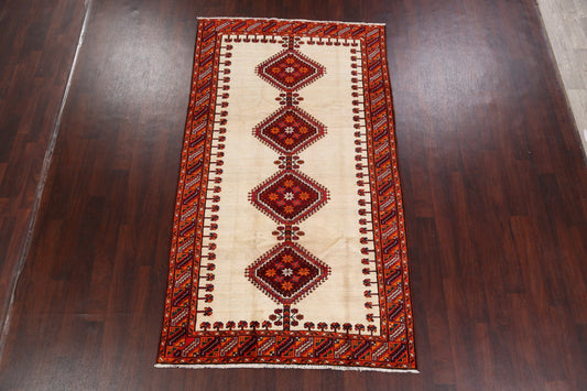 Vintage Geometric Shiraz Persian Area Rug 5x9