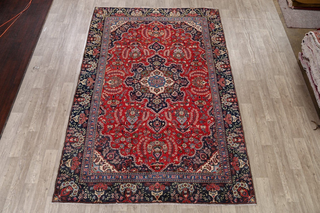 Floral Red Sarouk Persian Area Rug 7x11