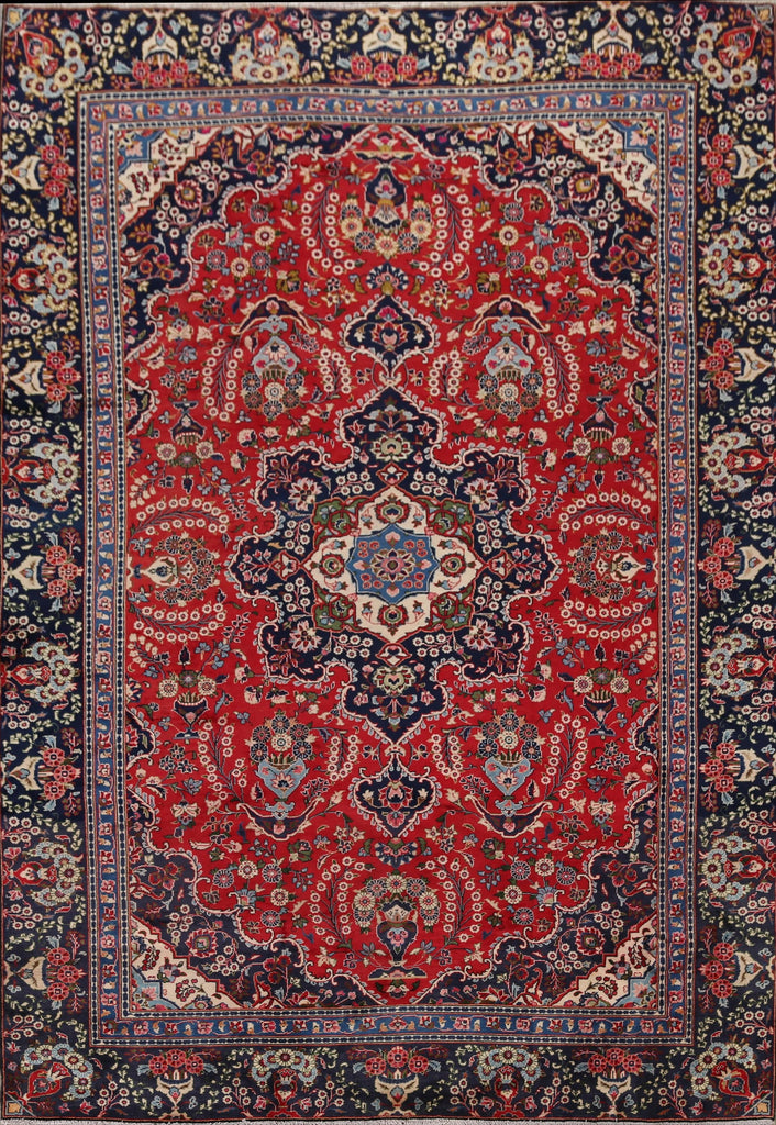 Floral Red Sarouk Persian Area Rug 7x11