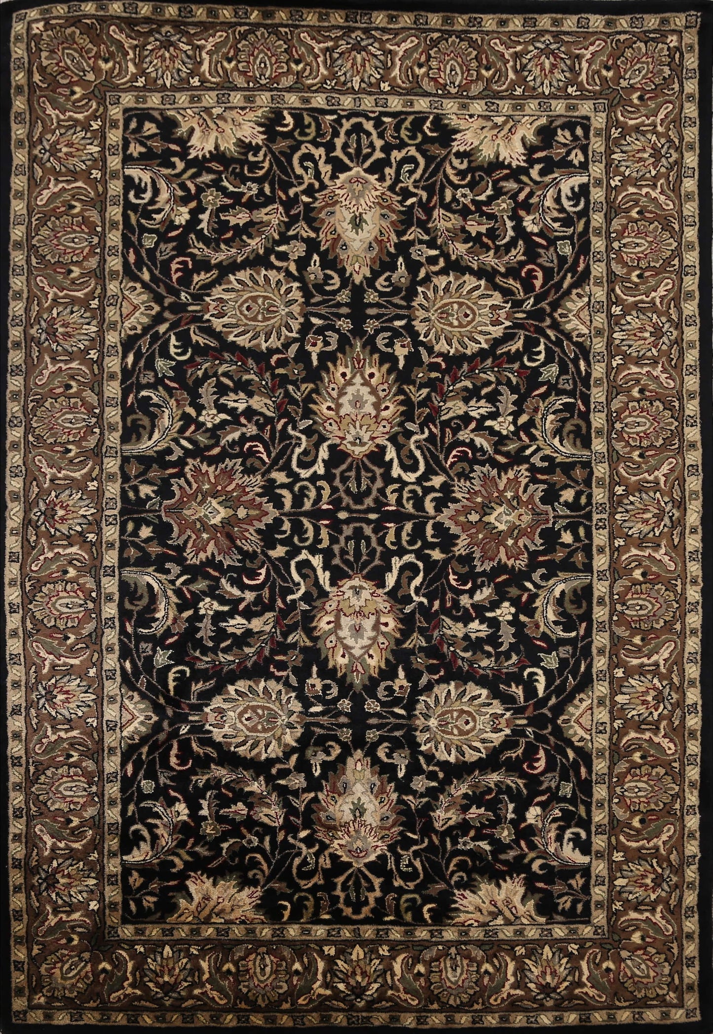 Black Floral Agra Oriental Area Rug 6x9