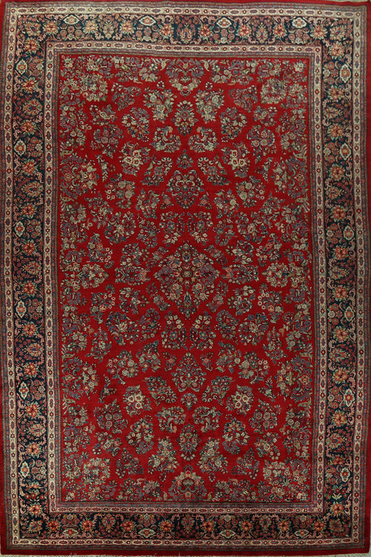 100% Vegetable Dye Floral Sarouk Persian Rug 11x18 Large