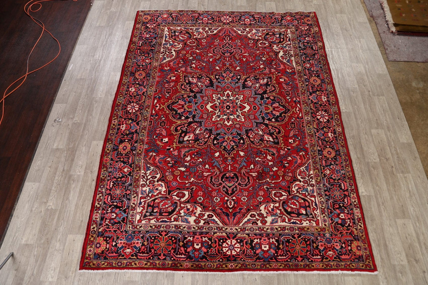 Vintage Floral Red Heriz Persian Area Rug 8x12