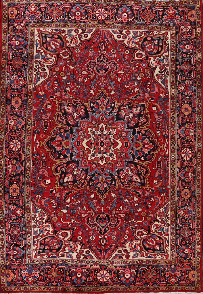 Vintage Floral Red Heriz Persian Area Rug 8x12