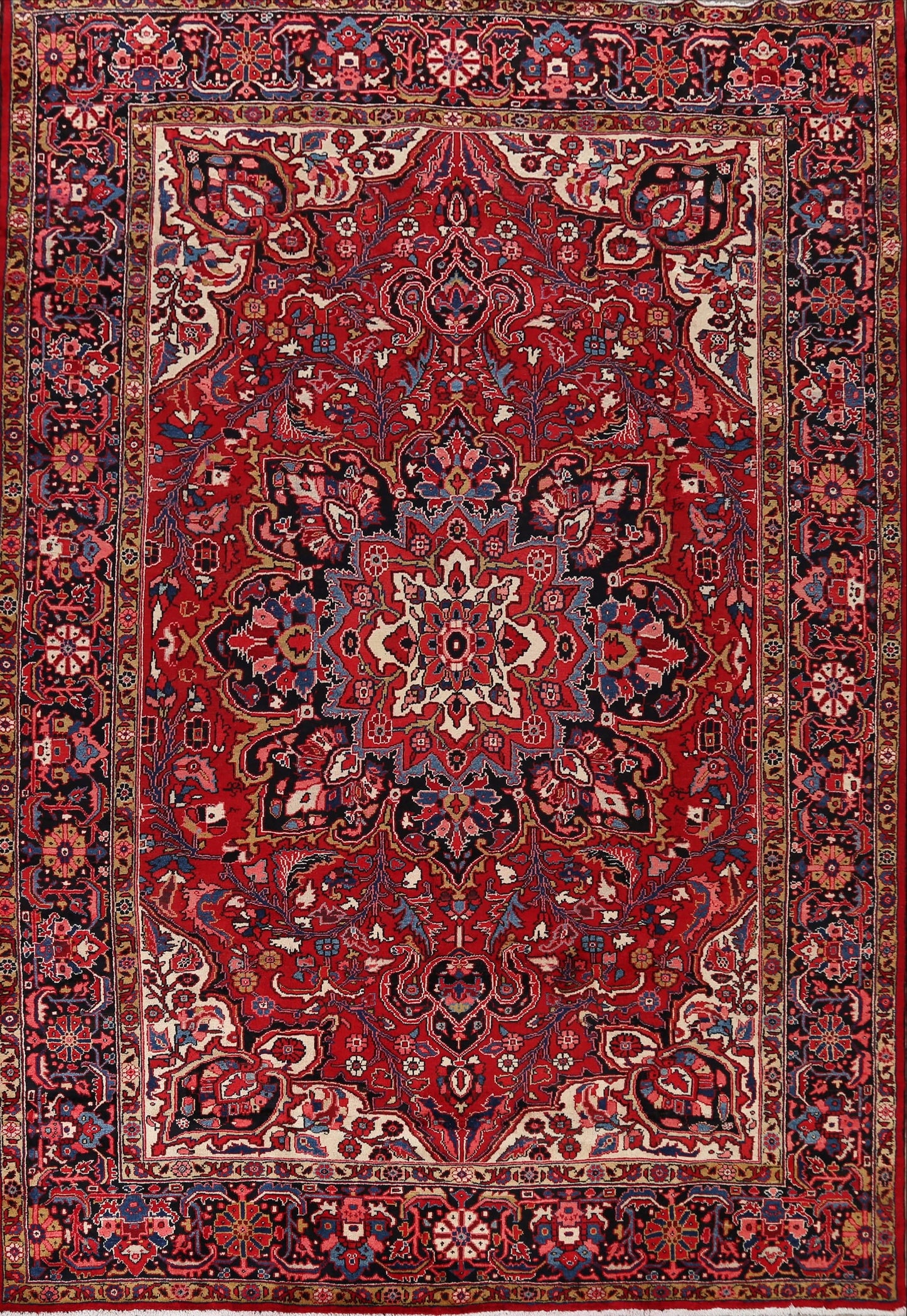 Vintage Floral Red Heriz Persian Area Rug 8x12