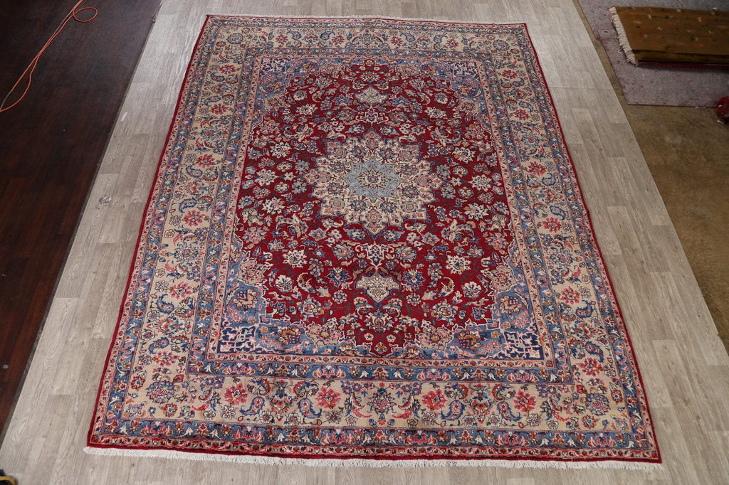 100% Vegetable Dye Red Yazd Persian Area Rug 10x13