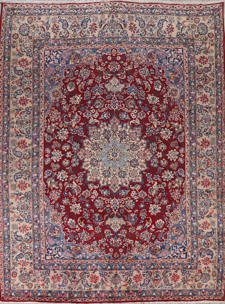 100% Vegetable Dye Red Yazd Persian Area Rug 10x13