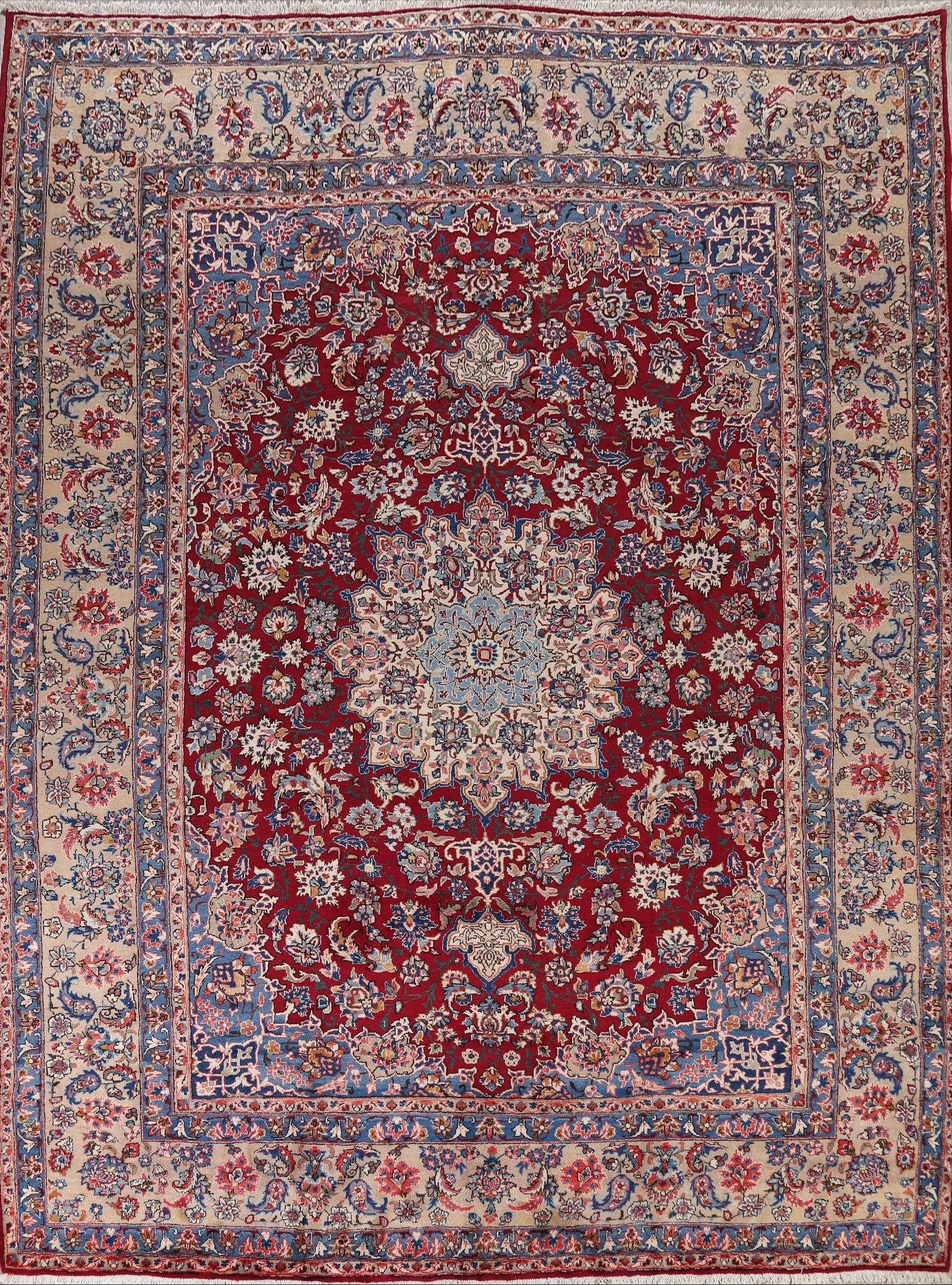 100% Vegetable Dye Red Yazd Persian Area Rug 10x13