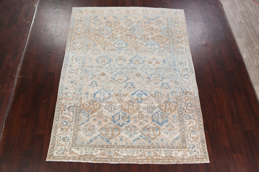 Antique Distressed Bakhtiari Persian Area Rug 7x10