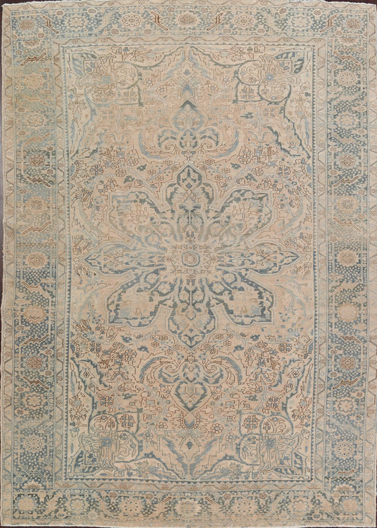 Muted Geometric Heriz Persian Area Rug 9x12