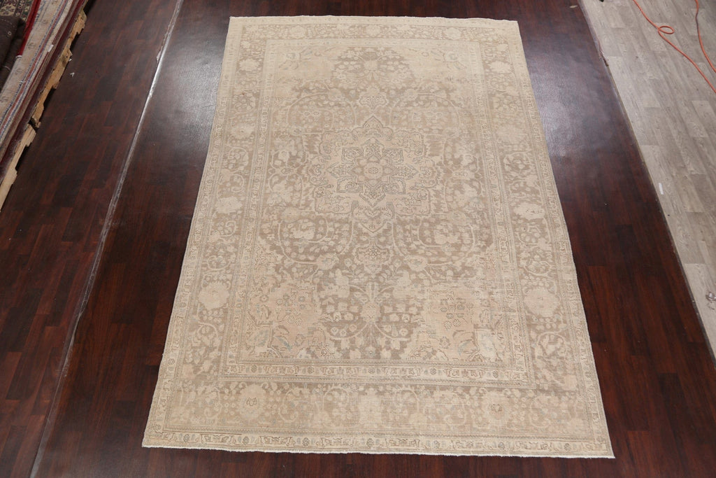 Antique Geometric Muted Heriz Persian Area Rug 8x12