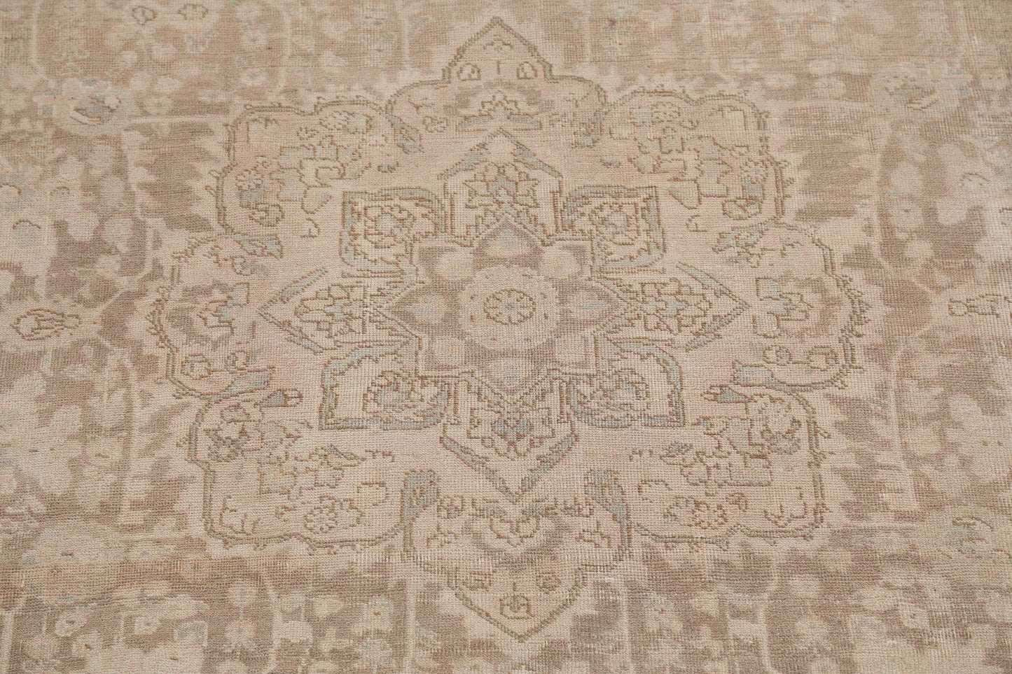 Antique Geometric Muted Heriz Persian Area Rug 8x12