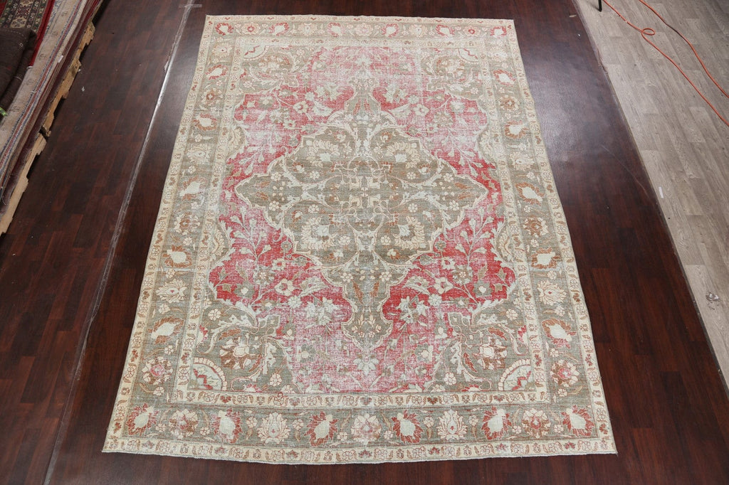 Pre-1900 Antique Vegetable Dye Tabriz Persian Area Rug 9x12