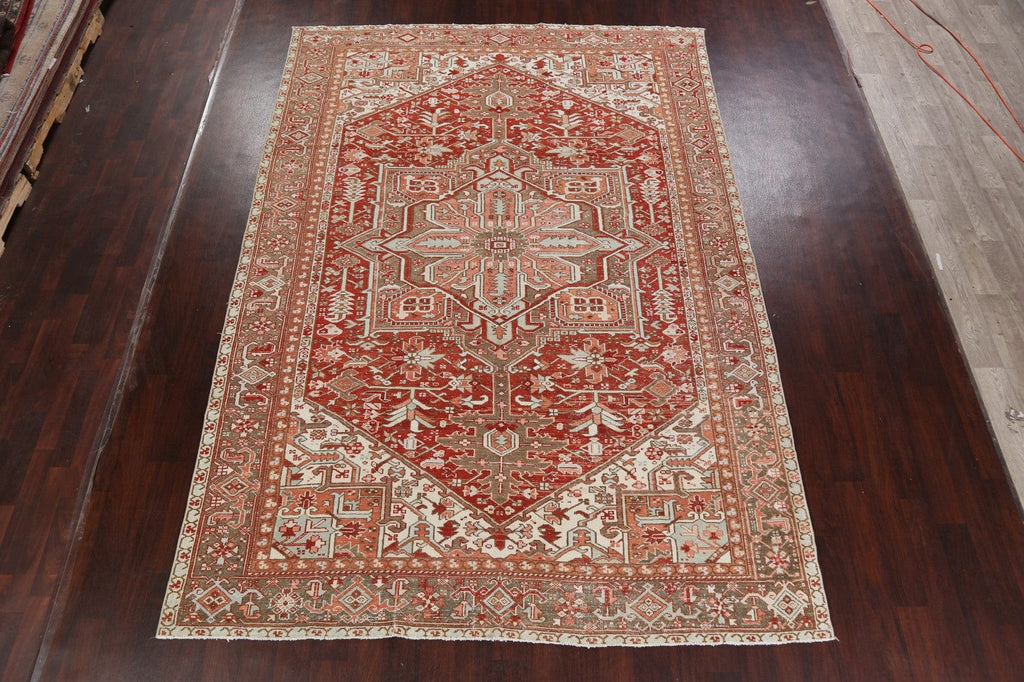 Antique Geometric Heriz Serapi Persian Area Rug 8x12