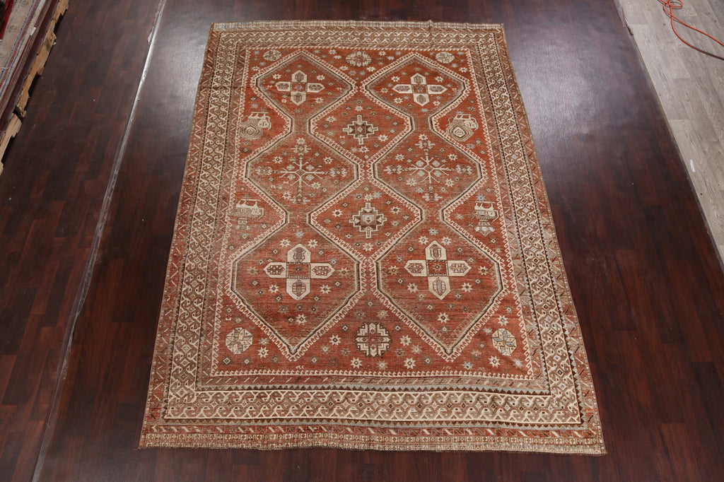 Pre-1900 Antique Vegetable Dye Qashqai Persian Rug 8x10