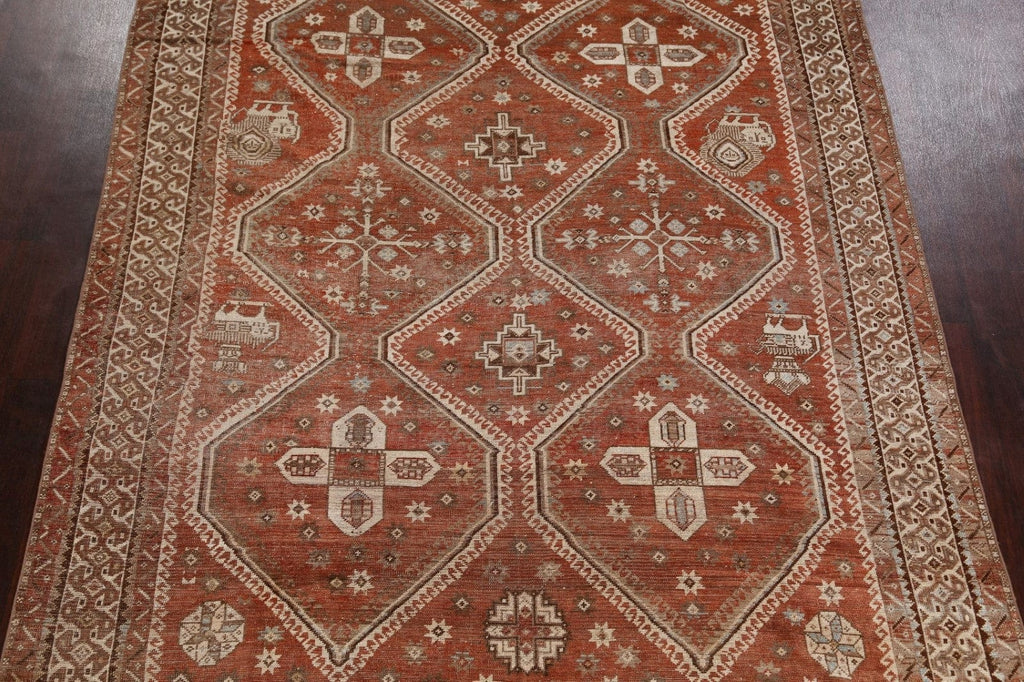 Pre-1900 Antique Vegetable Dye Qashqai Persian Rug 8x10