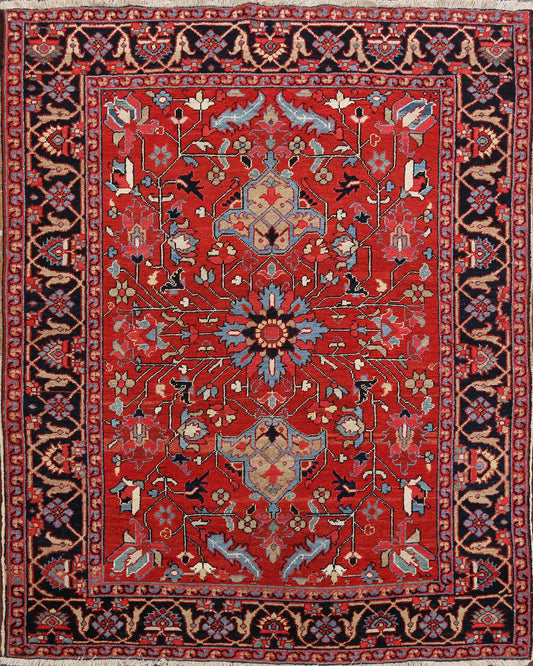 100% Vegetable Dye Antique Heriz Serapi Persian Area Rug 5x6