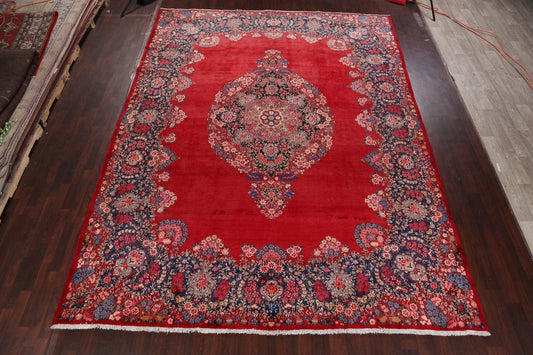 Vintage Floral Red Kerman Persian Area Rug 10x14