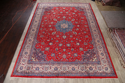 Vintage Red Floral Sarouk Persian Rug 11x16 Large