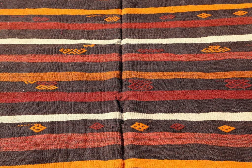 Tribal Stripe Kilim Turkish Area Rug 7x10