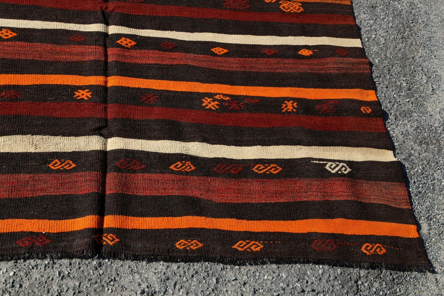 Tribal Stripe Kilim Turkish Area Rug 7x10