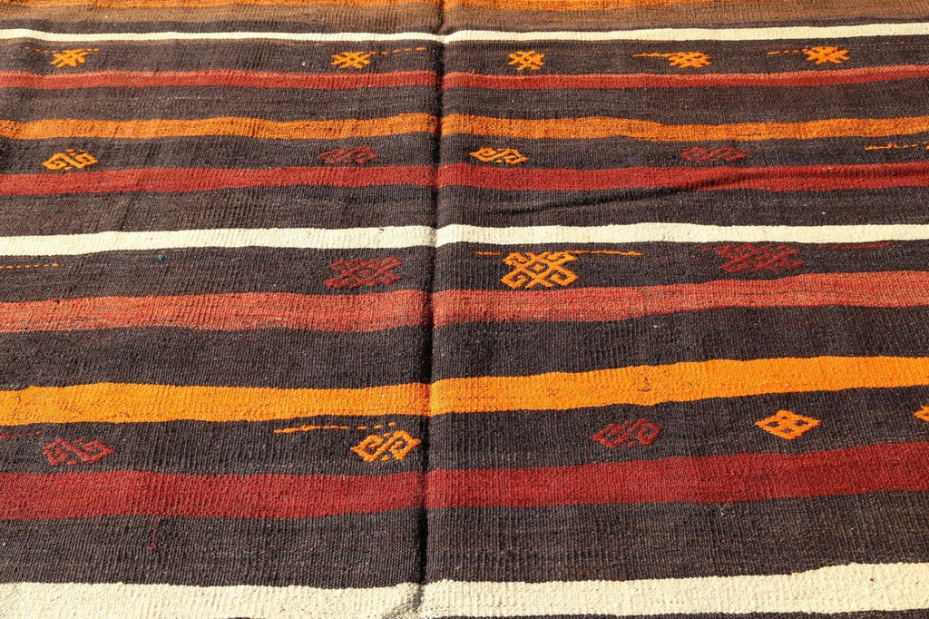 Tribal Stripe Kilim Turkish Area Rug 7x10