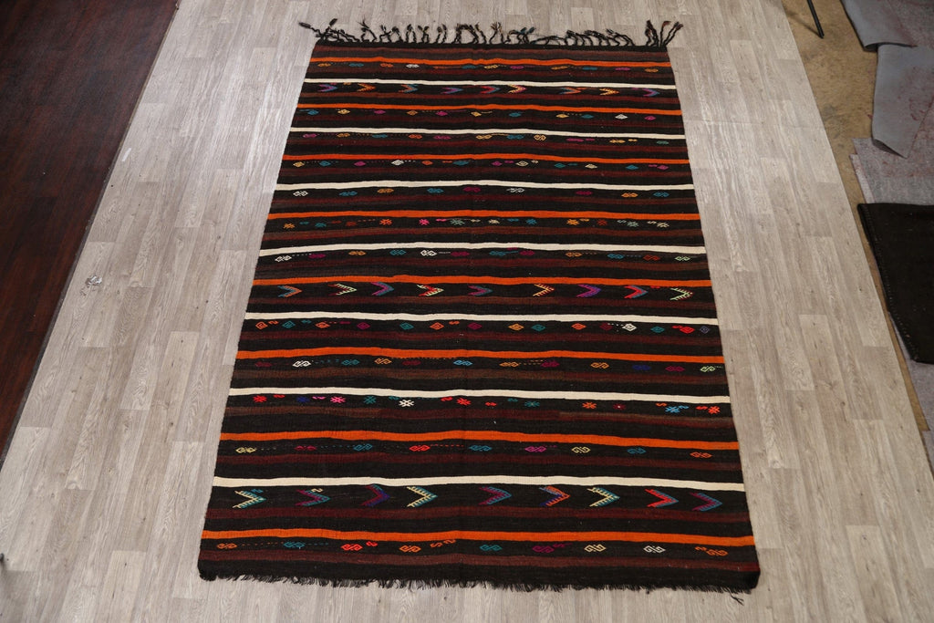 Tribal Stripe Kilim Turkish Area Rug 7x10