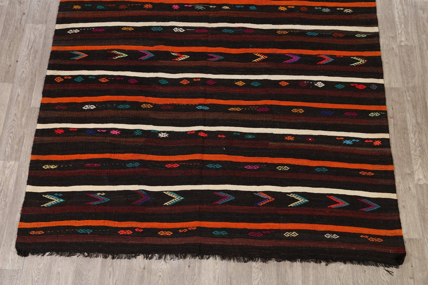 Tribal Stripe Kilim Turkish Area Rug 7x10