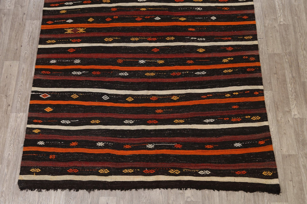 Vintage Tribal Stripe Kilim Turkish Area Rug 7x10