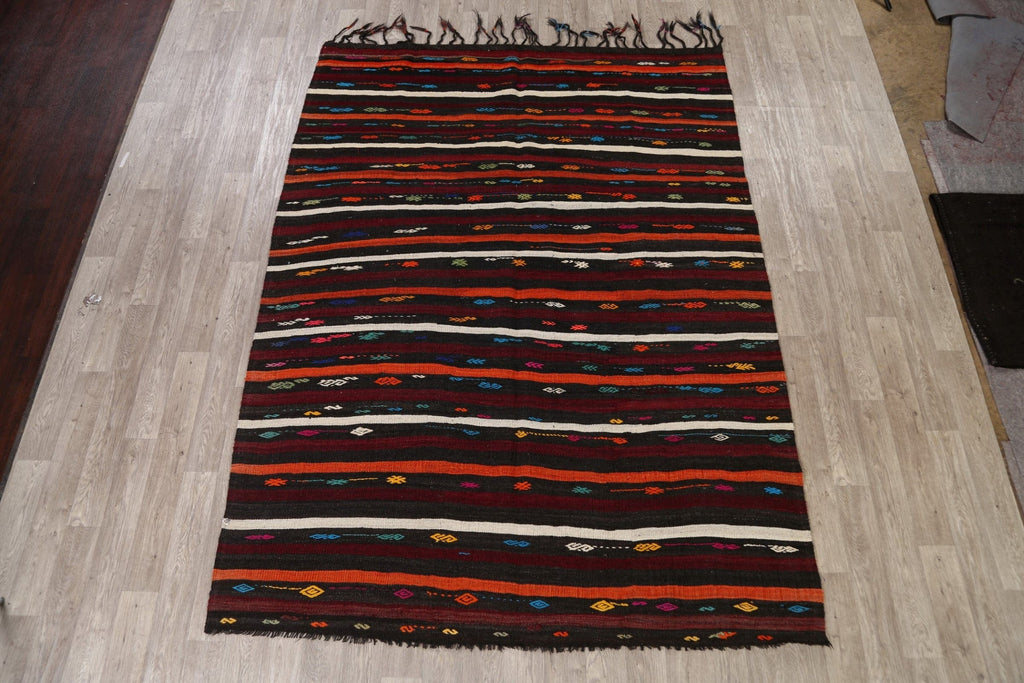 Tribal Stripe Kilim Turkish Area Rug 7x10