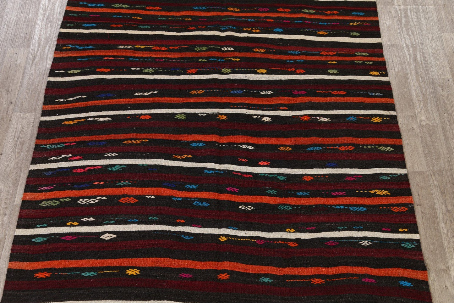 Tribal Stripe Kilim Turkish Area Rug 7x10