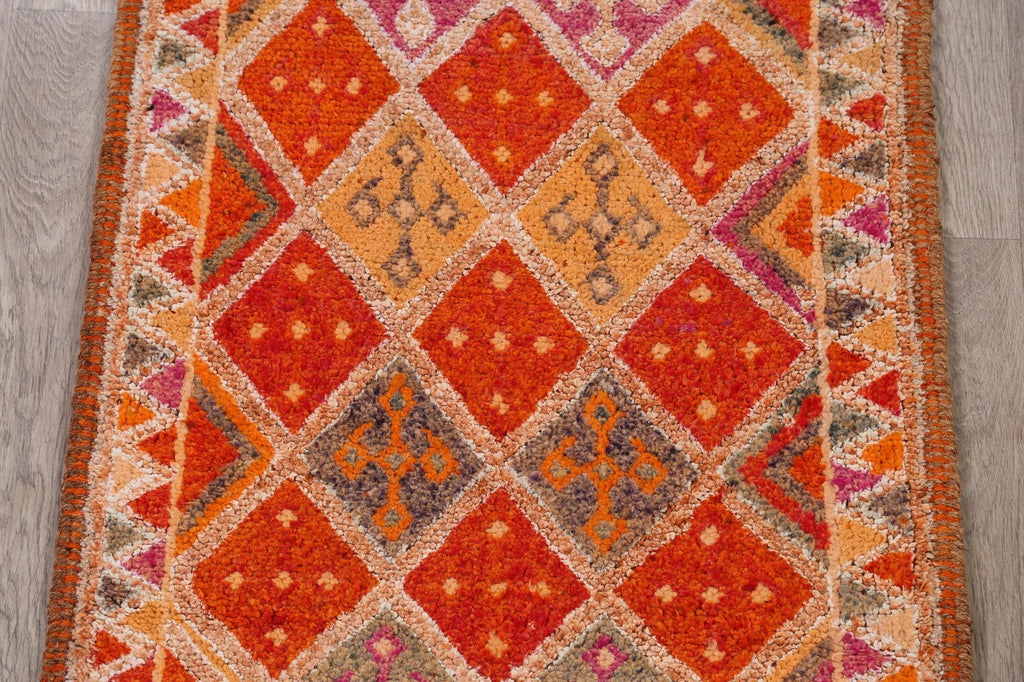 Vintage Geometric Moroccan Oriental Runner Rug 3x13