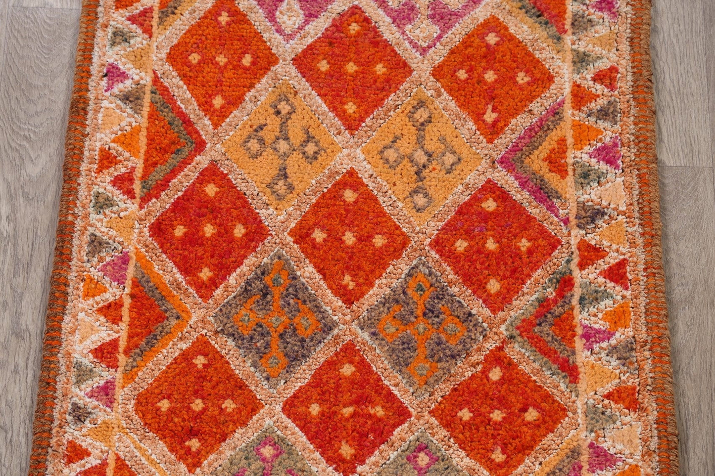 Vintage Geometric Moroccan Oriental Runner Rug 3x13
