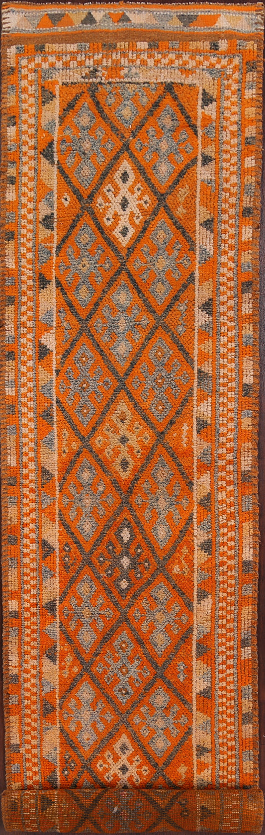 Vintage Geometric Moroccan Oriental Runner Rug 3x15