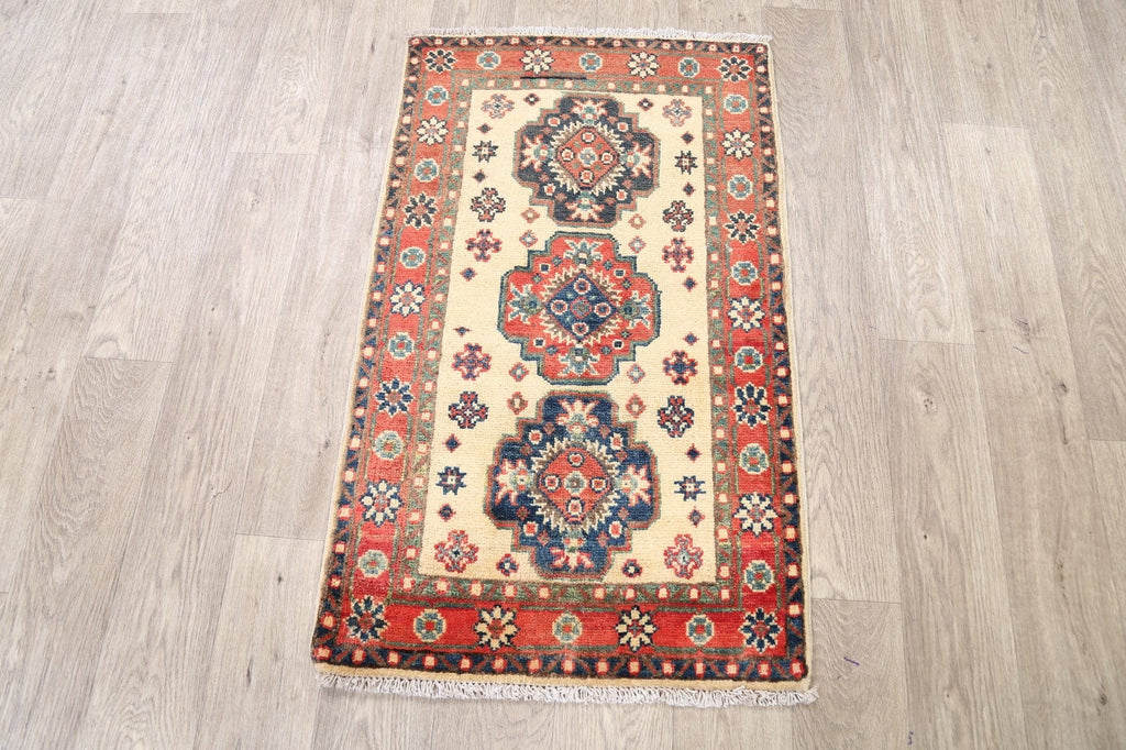 Geometric Ivory Super Kazak Oriental Area Rug 2x3