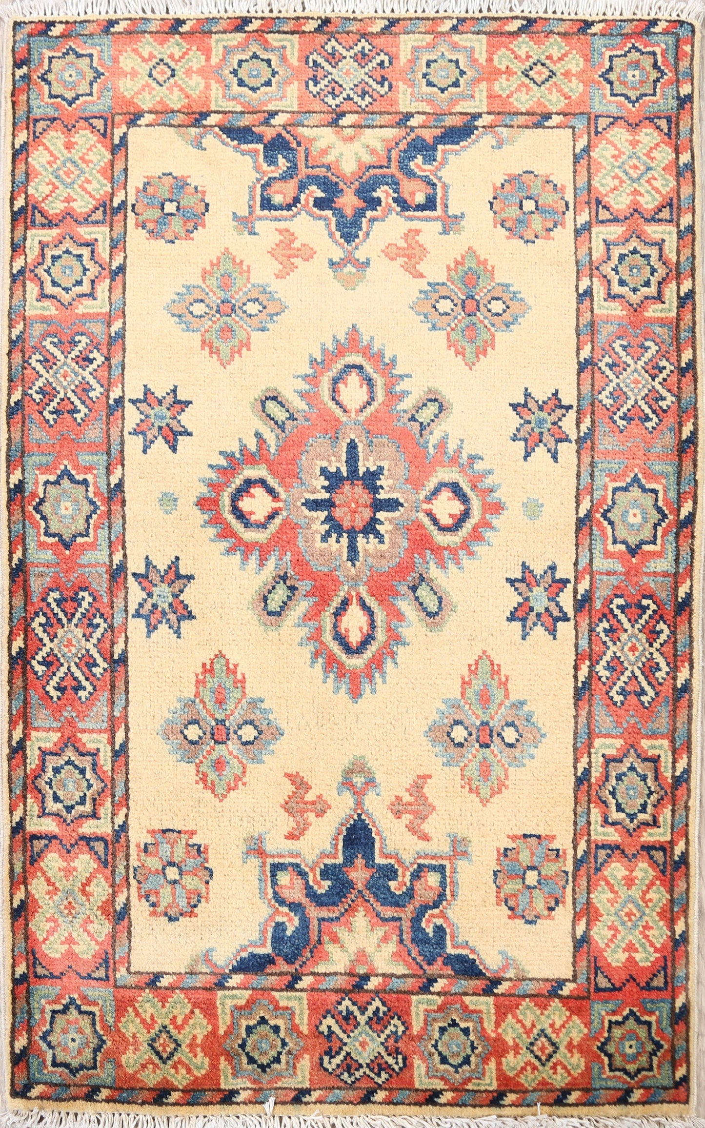 Floral Ivory Super Kazak Oriental Area Rug 2x3