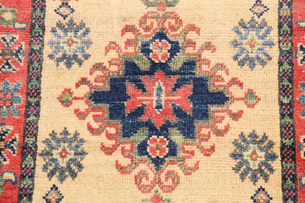 Geometric Ivory Super Kazak Oriental Area Rug 2x3