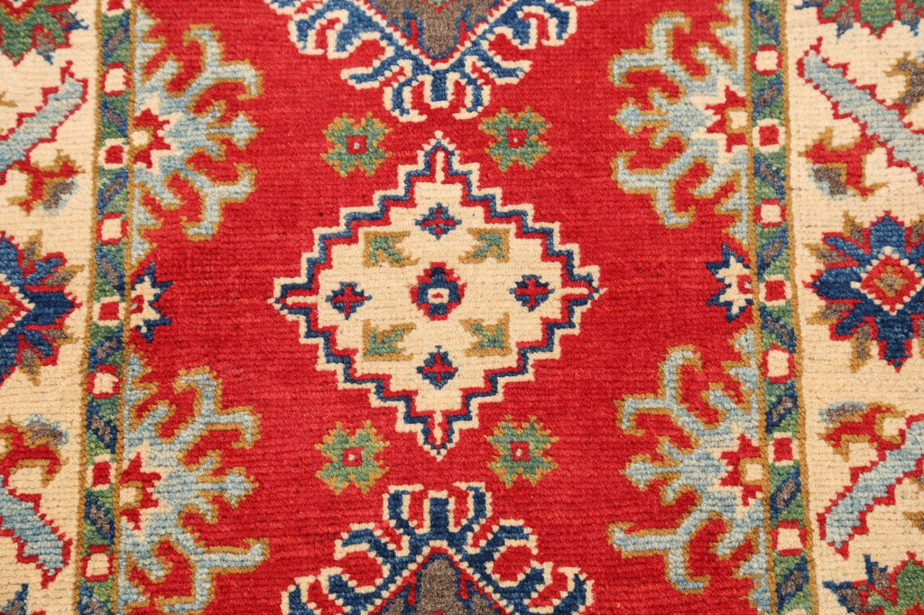 Geometric Red Super Kazak Oriental Area Rug 2x3