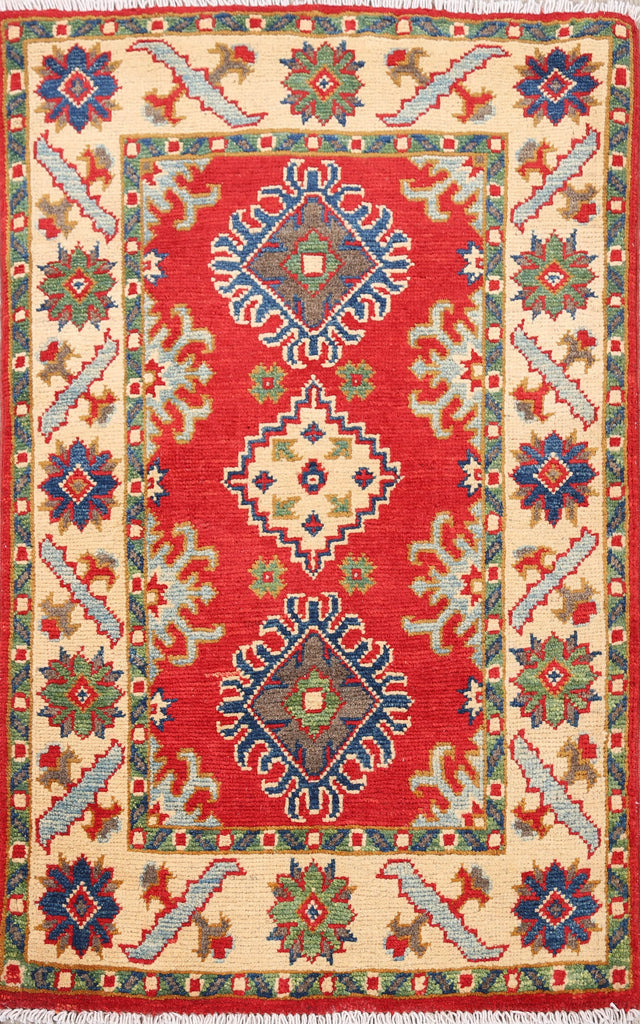 Geometric Red Super Kazak Oriental Area Rug 2x3